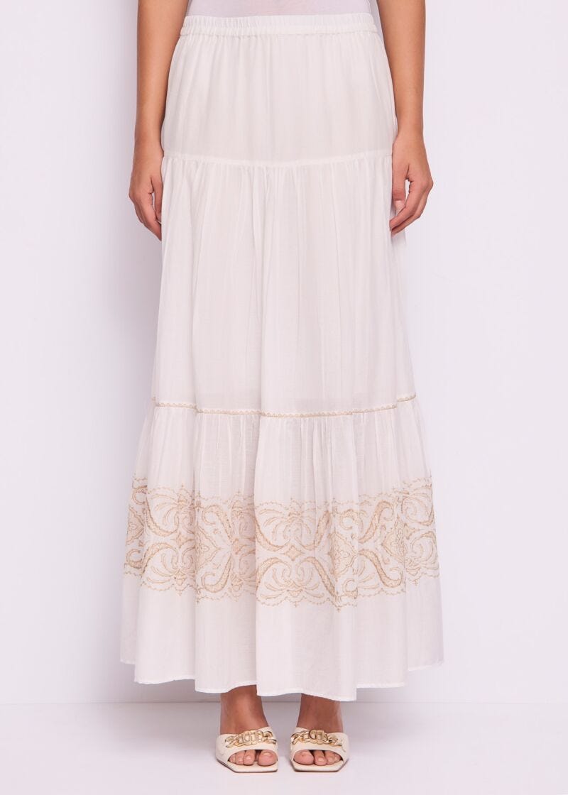 White cotton skirt with embroidery