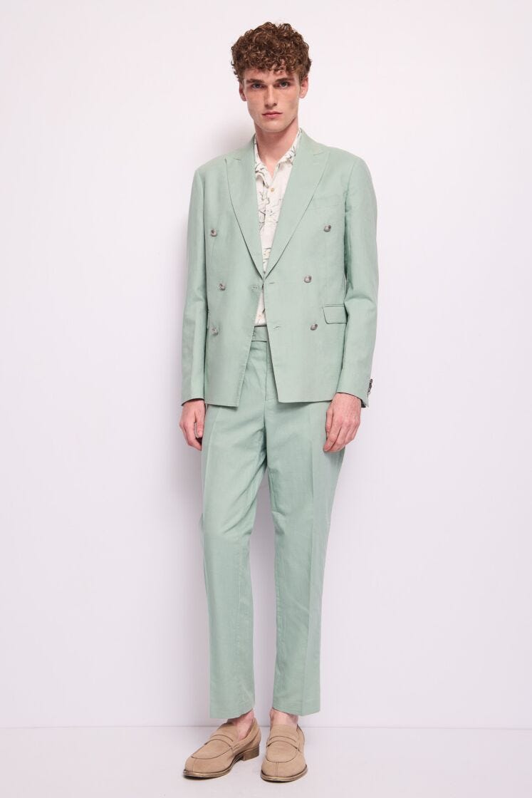 Traje de lino y algodón para hombre