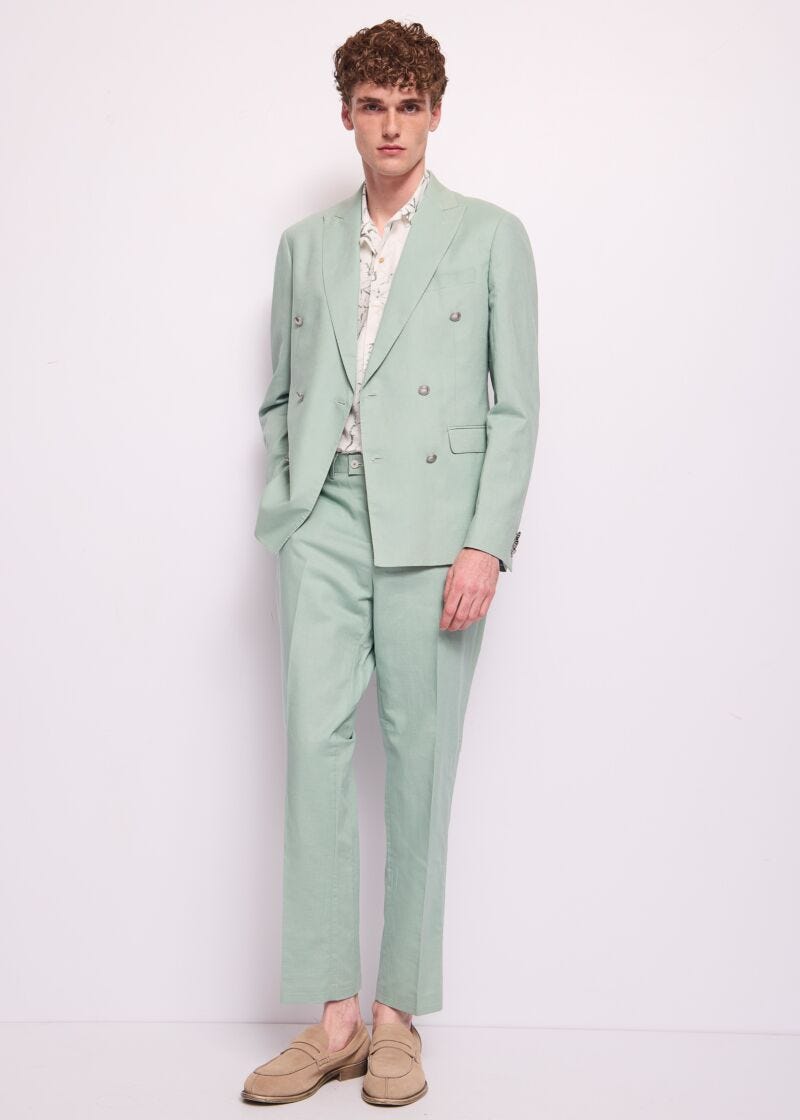 Traje de lino y algodón para hombre