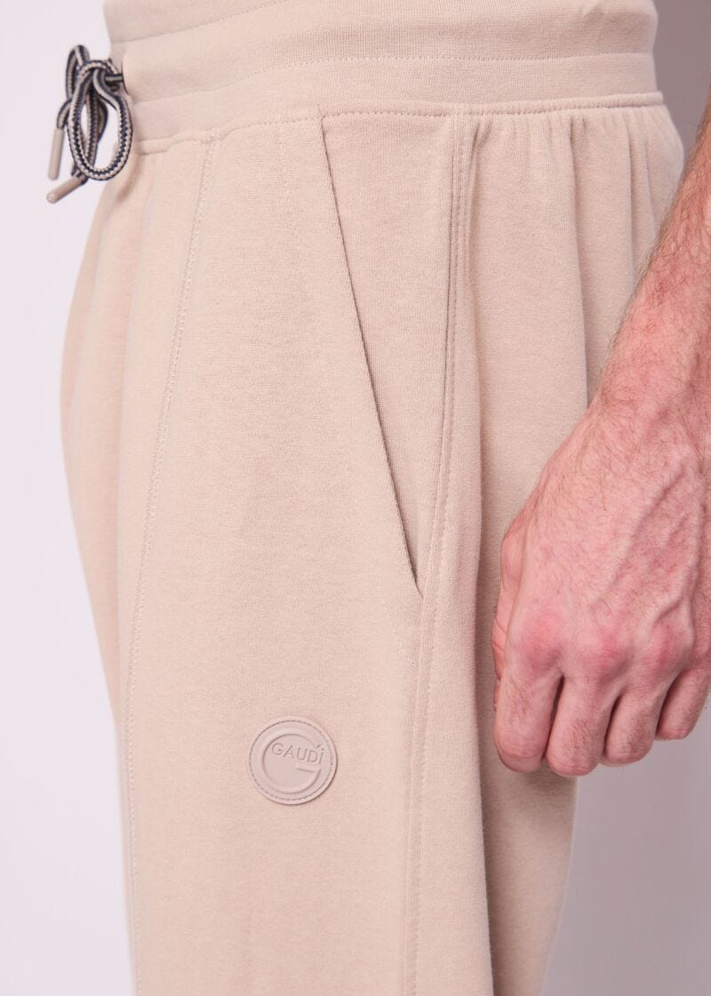 Pantaloni jogging beige in cotone