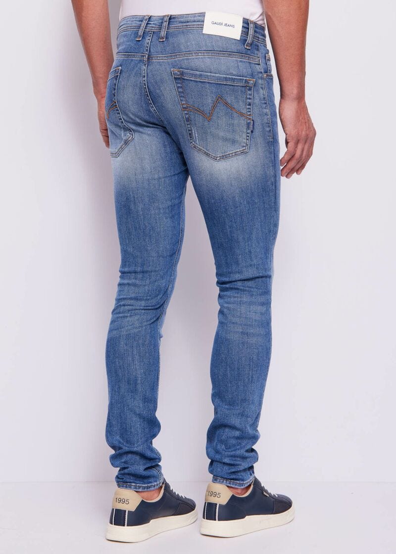 Vaqueros pitillo de algodón desgastado para hombre
