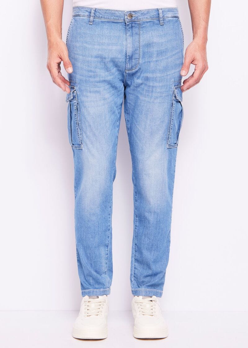 Jeans uomo cargo in denim