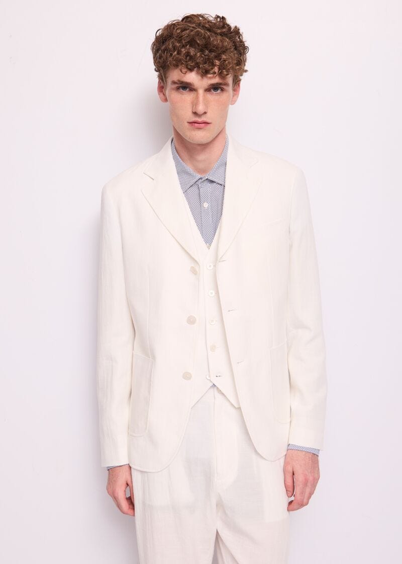 Blazer blanc en coton pour homme