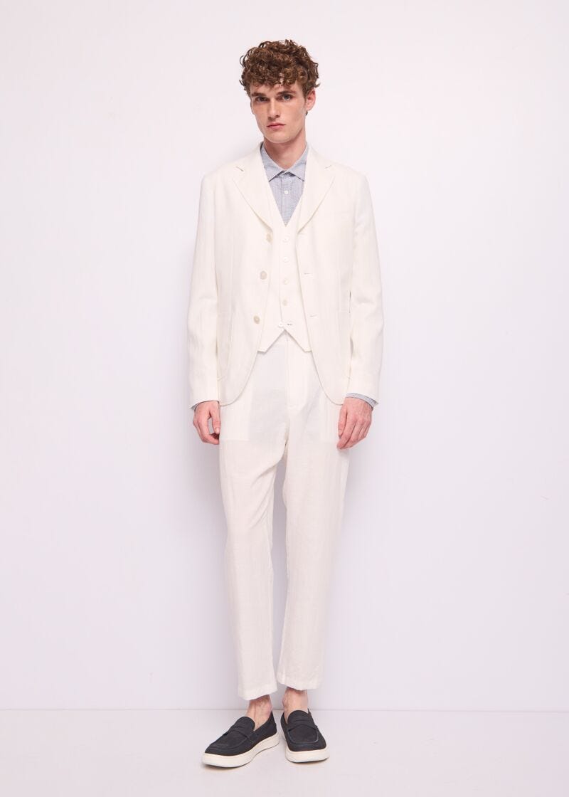 Blazer blanc en coton pour homme