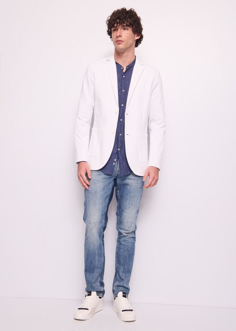 Camicia blu da uomo in lino
