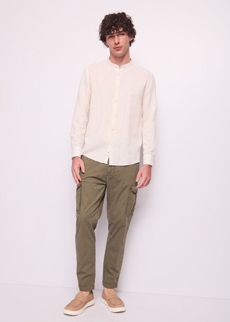 Camicia bianca da uomo in lino