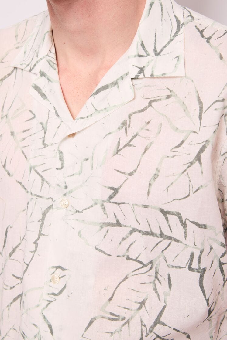 Chemise imprimée en lin et coton