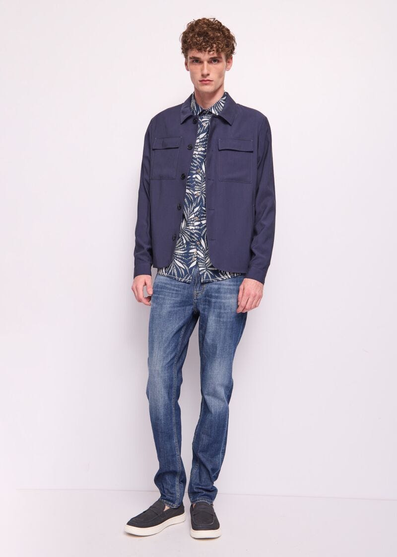 Camicia da uomo in cotone stampato