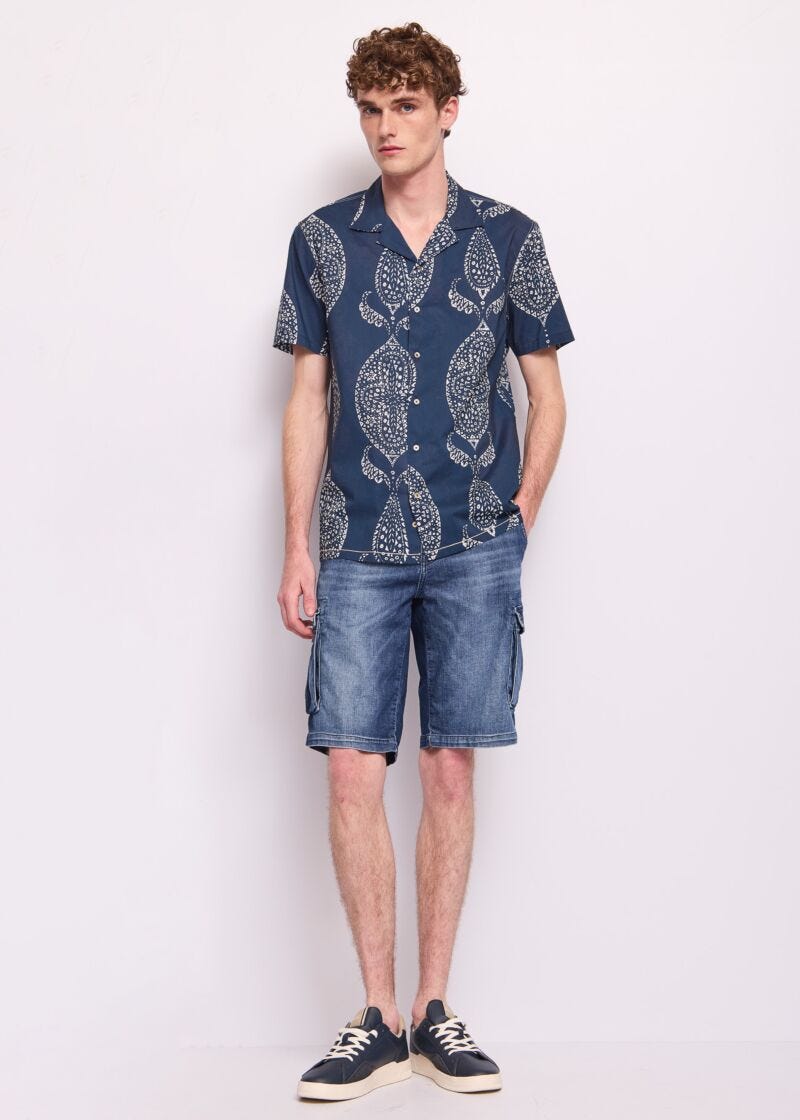 Camisa de algodón estampado para hombre