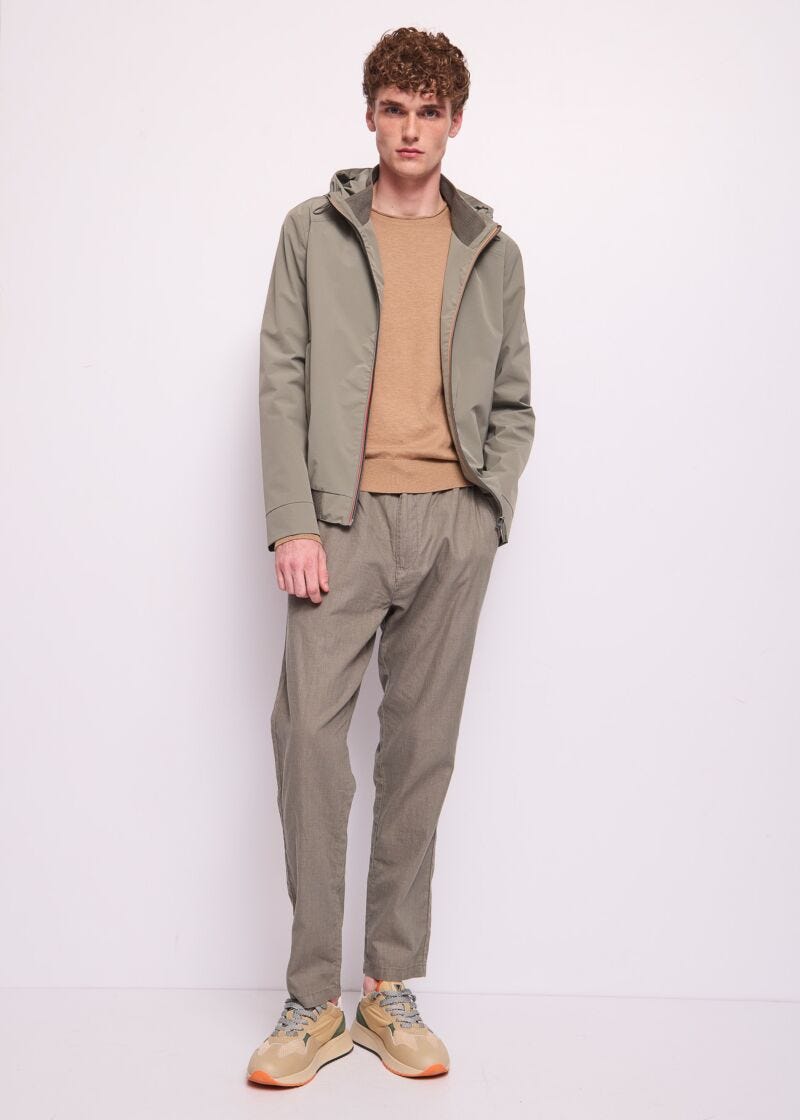 Pull marron en coton pour homme