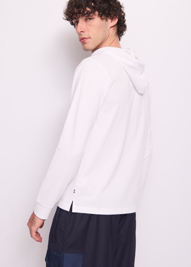 Sudadera blanca de hombre en mezcla de algodón