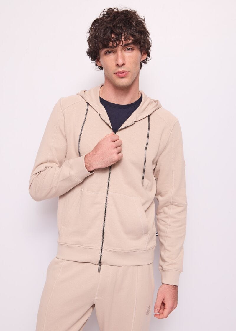 Sudadera beige de algodón para hombre