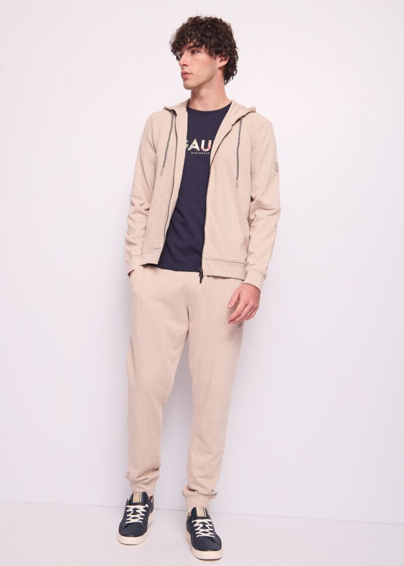 Sudadera beige de algodón para hombre