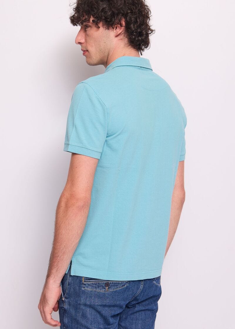 Polo azzurra da uomo in cotone