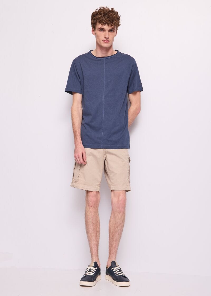 Camiseta azul de algodón para hombre