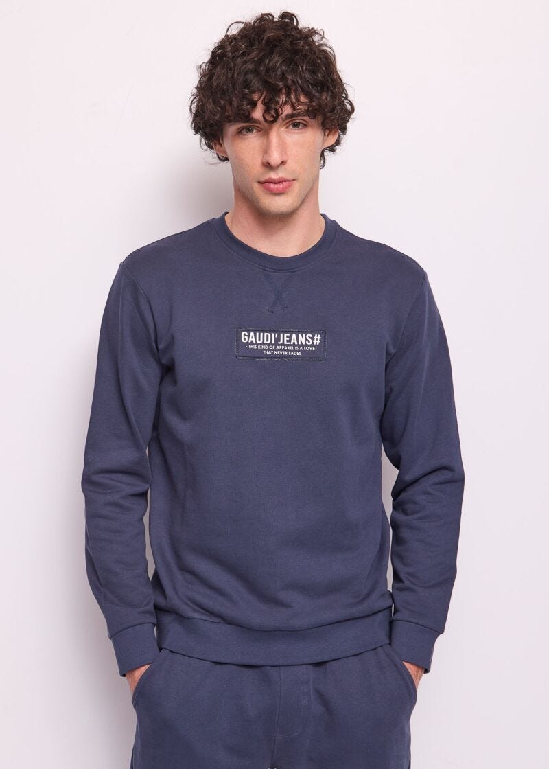 Sudadera azul de algodón para hombre
