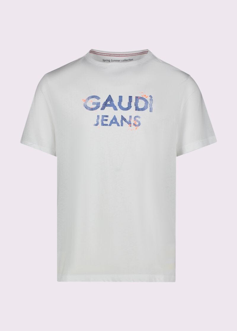 T-shirt bianca da uomo in cotone