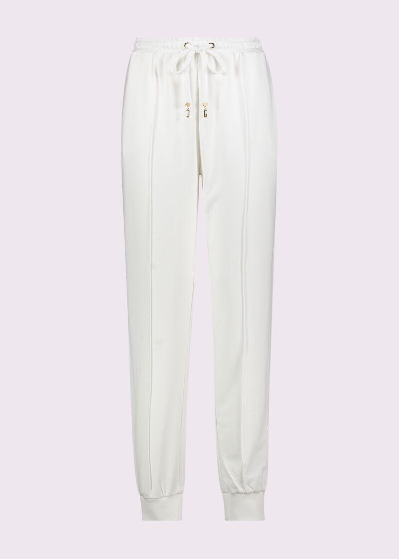 Pantaloni jogging bianchi da donna con piega