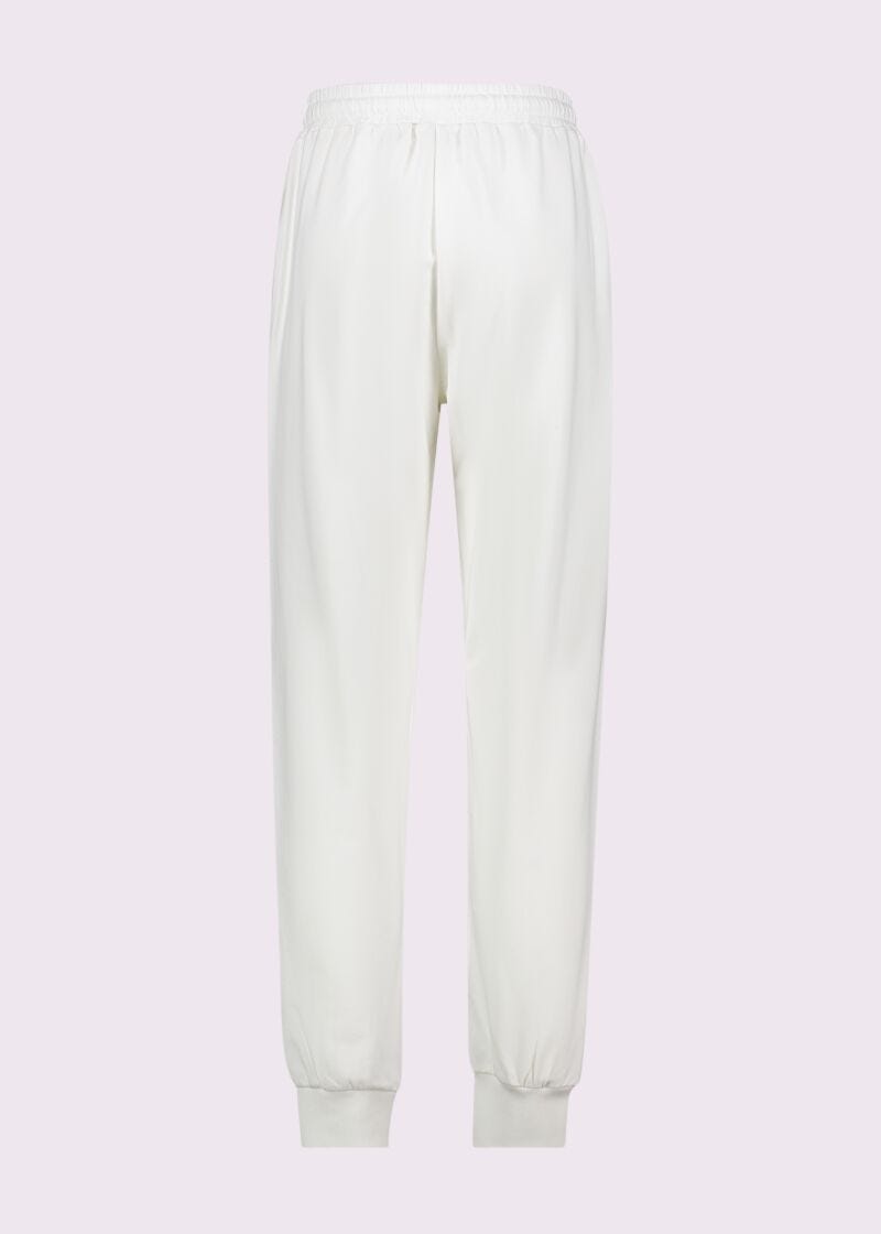 Pantaloni jogging bianchi da donna con piega