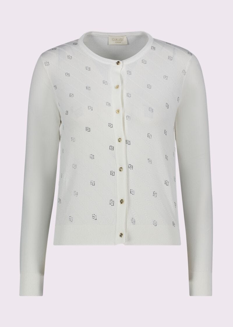 Cárdigan blanco con pedrería para mujer