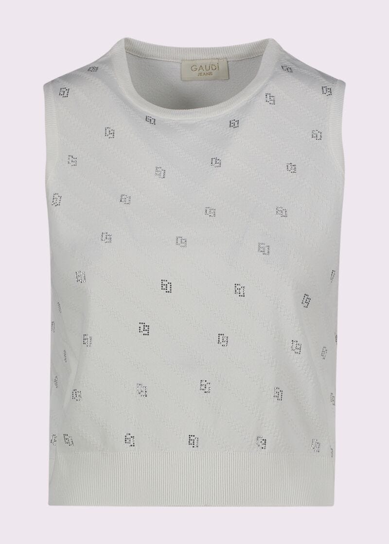 Gilet donna bianco con strass