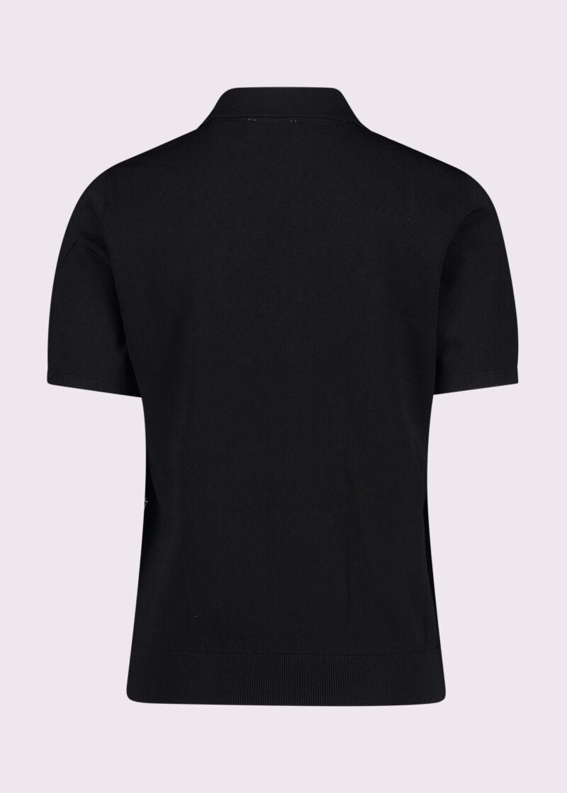 Polo donna nera con maniche corte