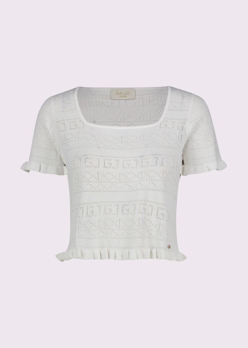 Women's white knit T-shirt