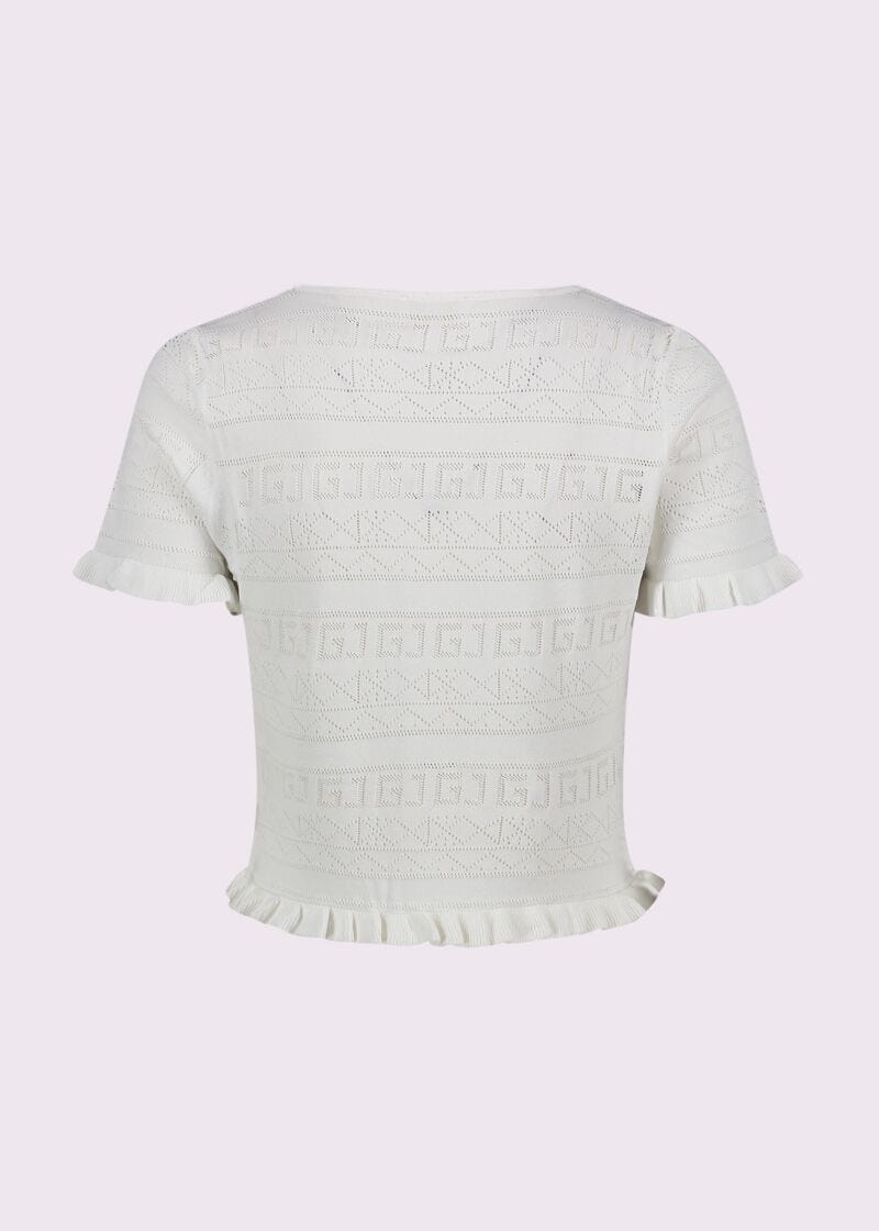 Women's white knit T-shirt