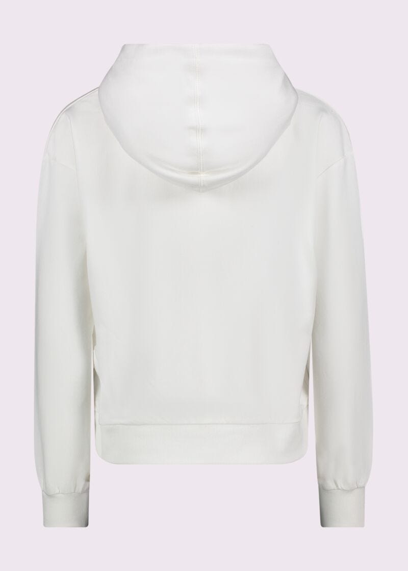 Sweat-shirt blanc en coton avec fermeture à glissière pour femme