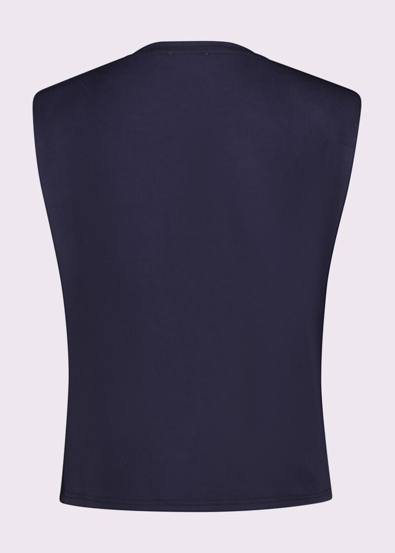 Top azul de algodón con logotipo para mujer