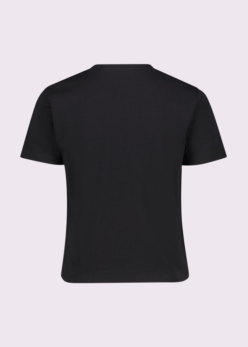 T-shirt donna nera con strass