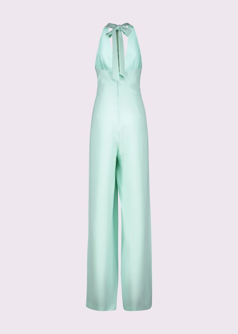 Combinaison verte en crêpe cady pour femme