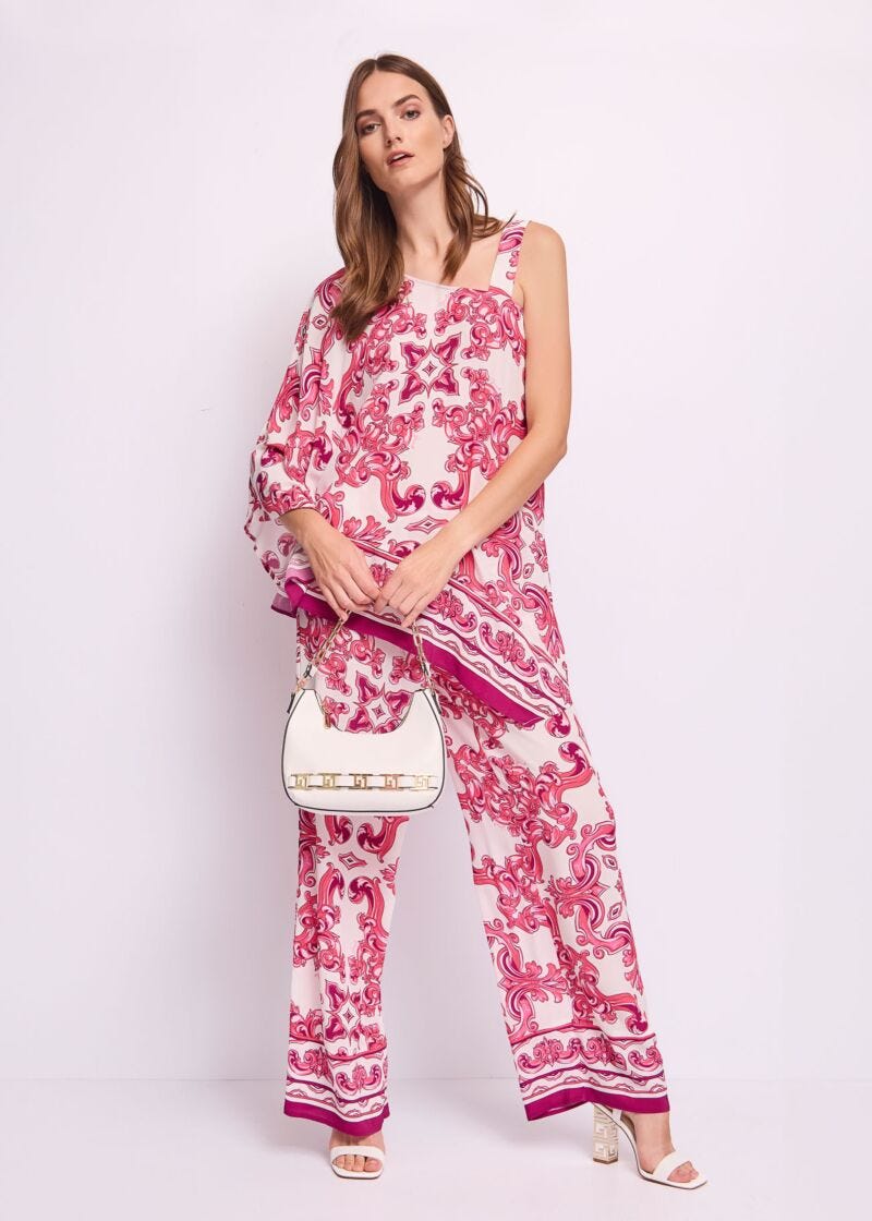 Women's printed crepe trousers
