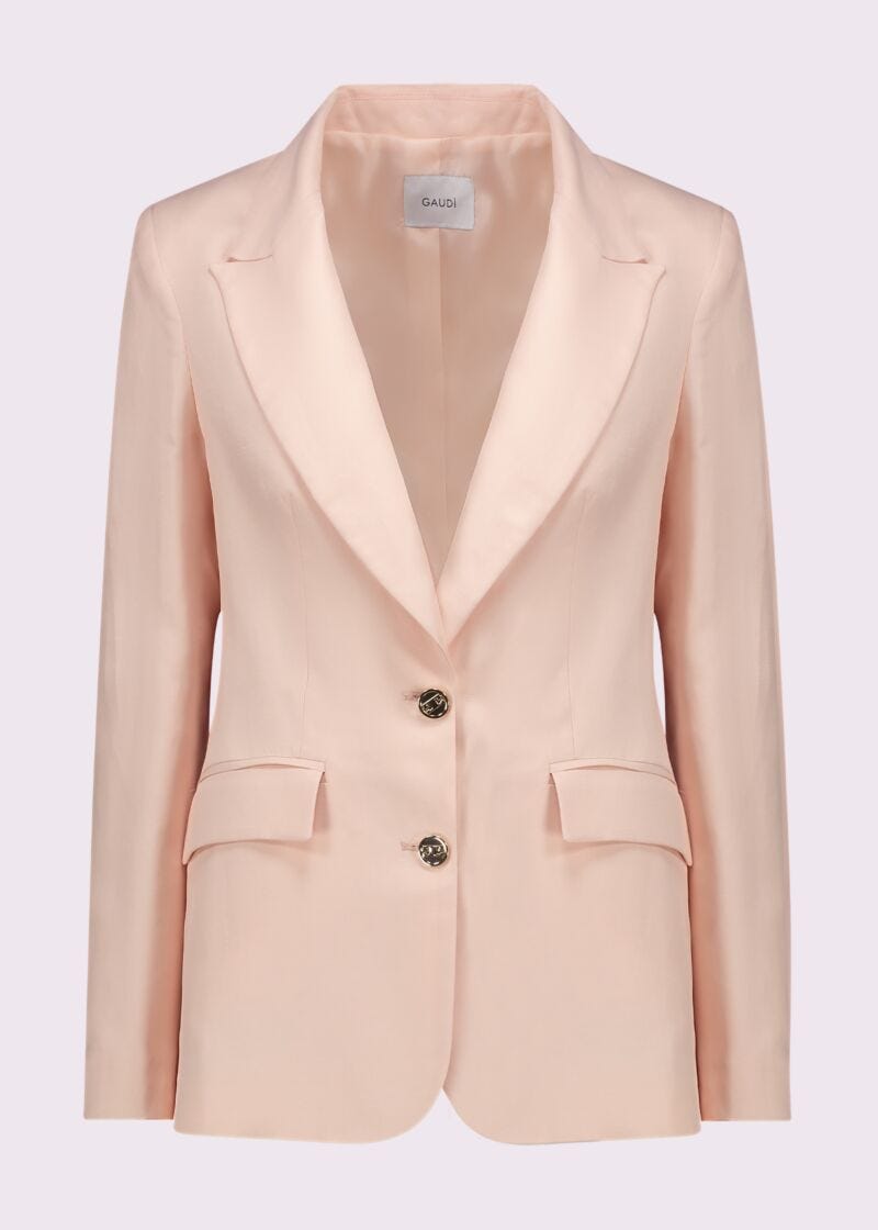 Blazer rose en lin mélangé pour femme