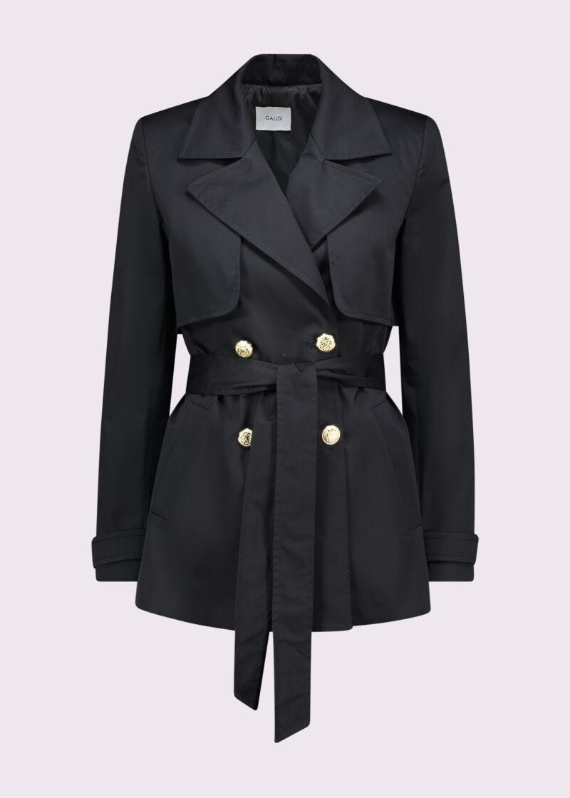 Trench noir en coton pour femme