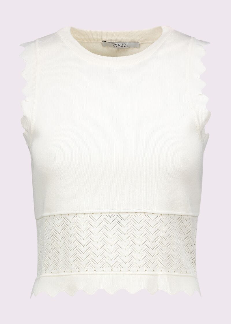 Top blanc en maille pour femme