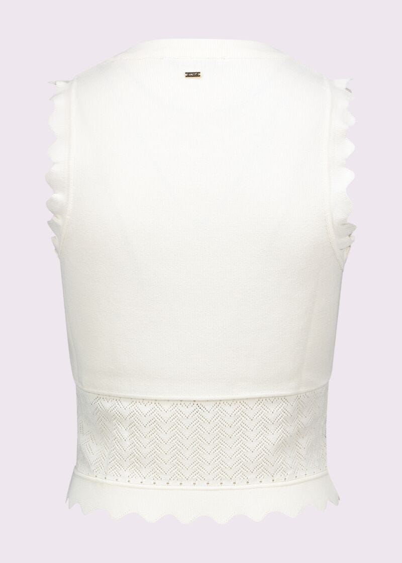 Top blanc en maille pour femme