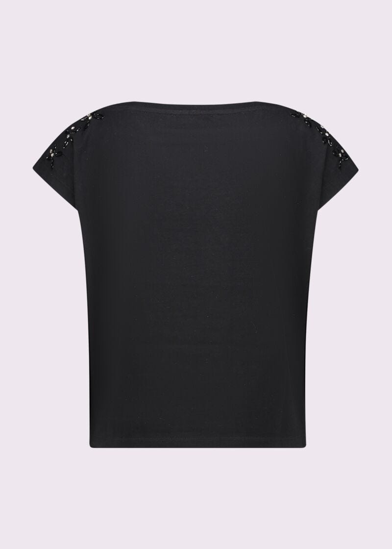 Camiseta negra de algodón para mujer