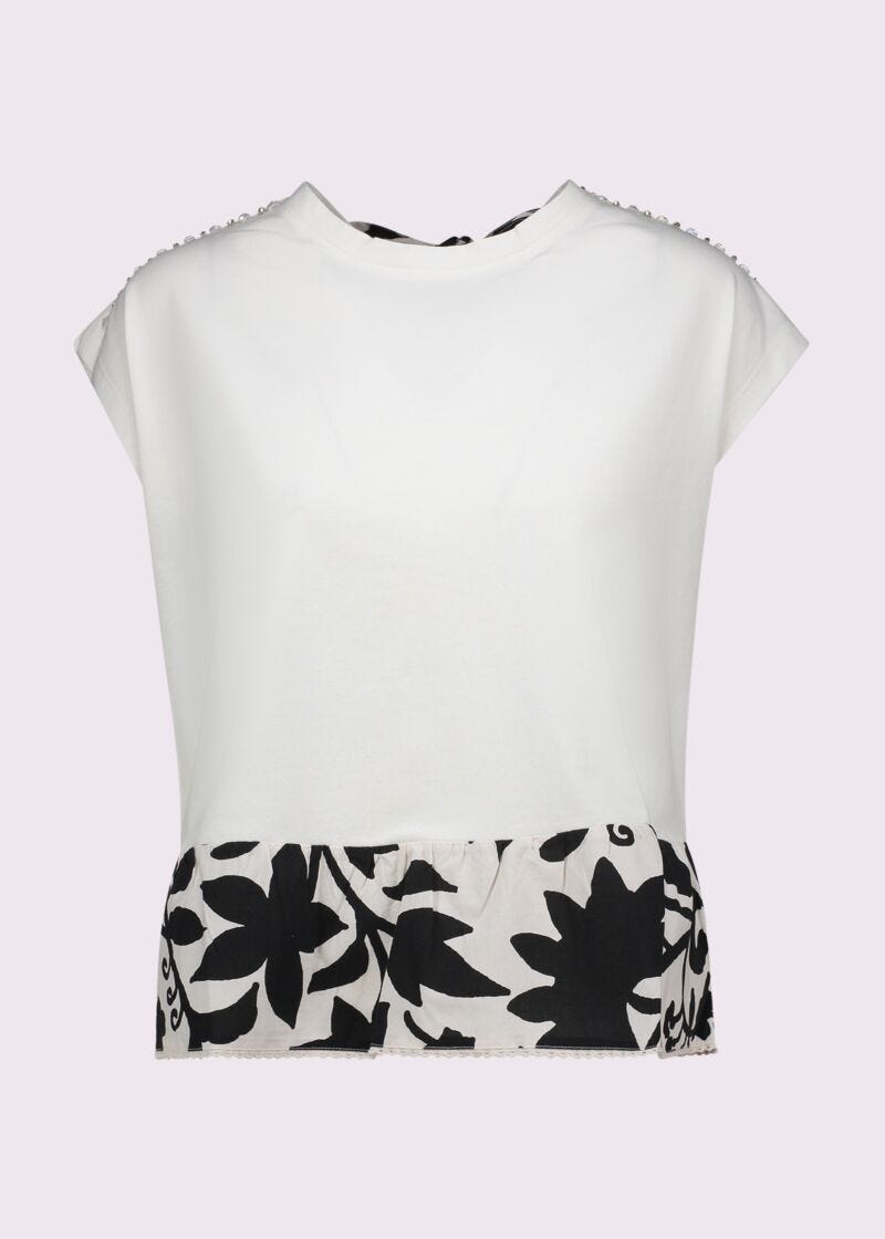 Camiseta blanca de algodón para mujer