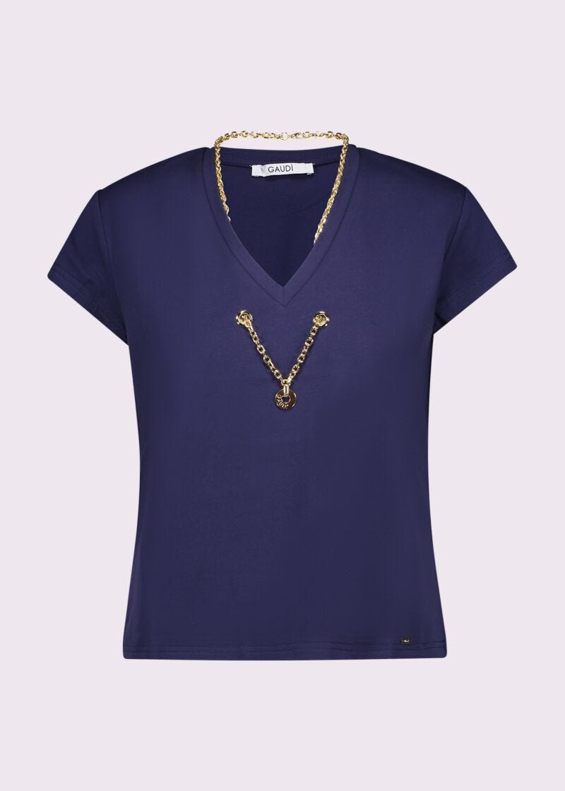 Camiseta azul de algodón para mujer