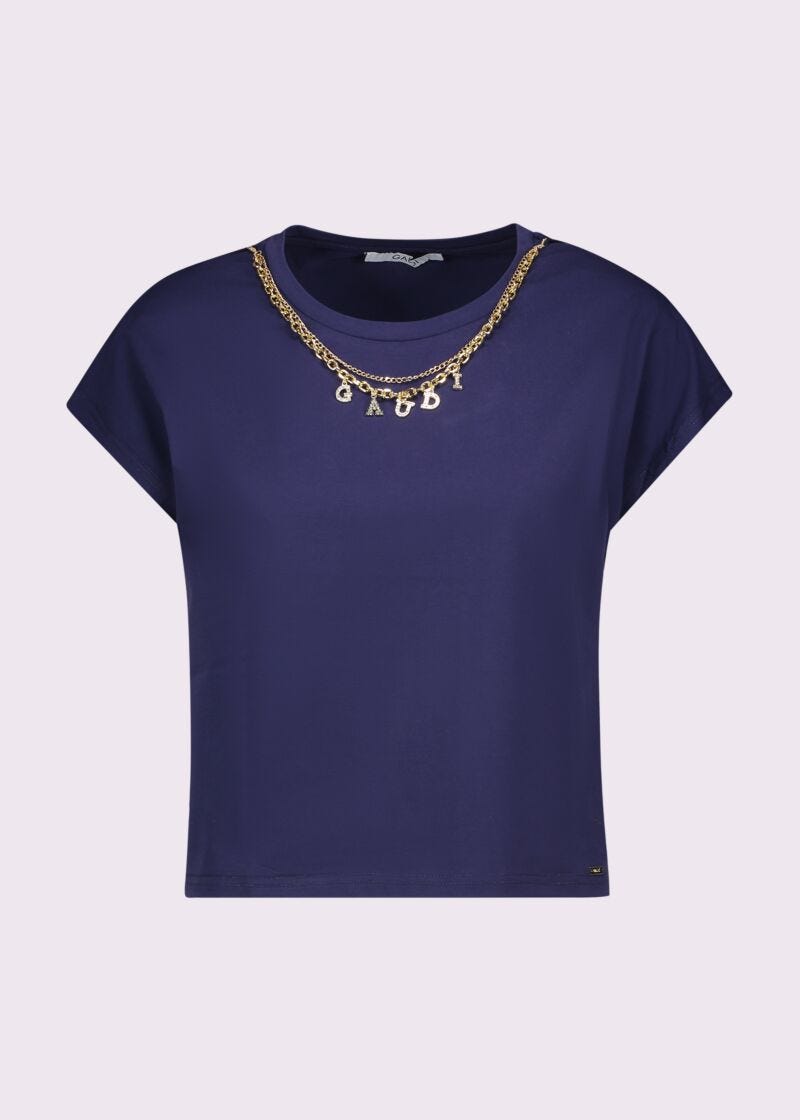 Camiseta azul de algodón para mujer
