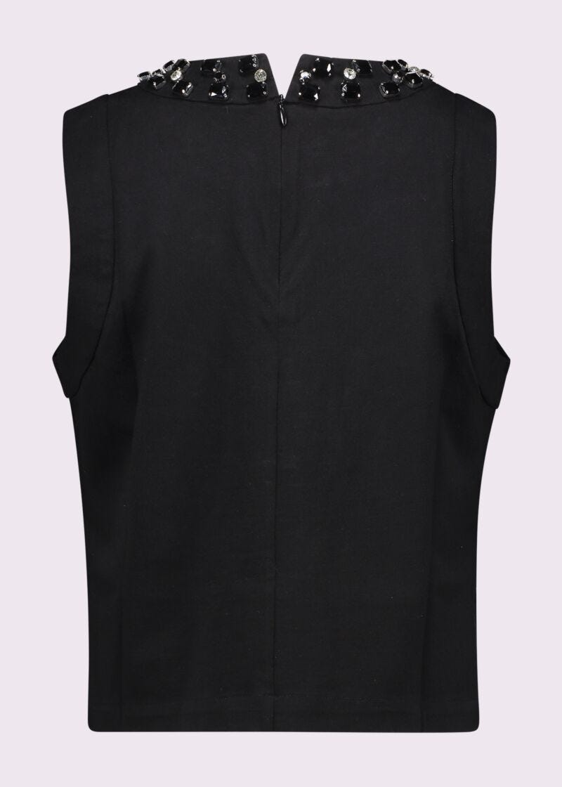 Top da donna nero con strass