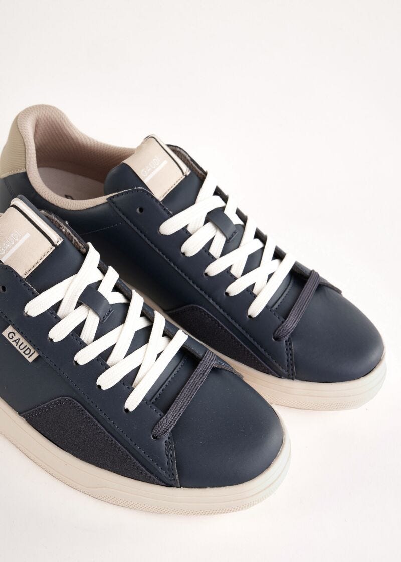 Blue faux-leather sneakers