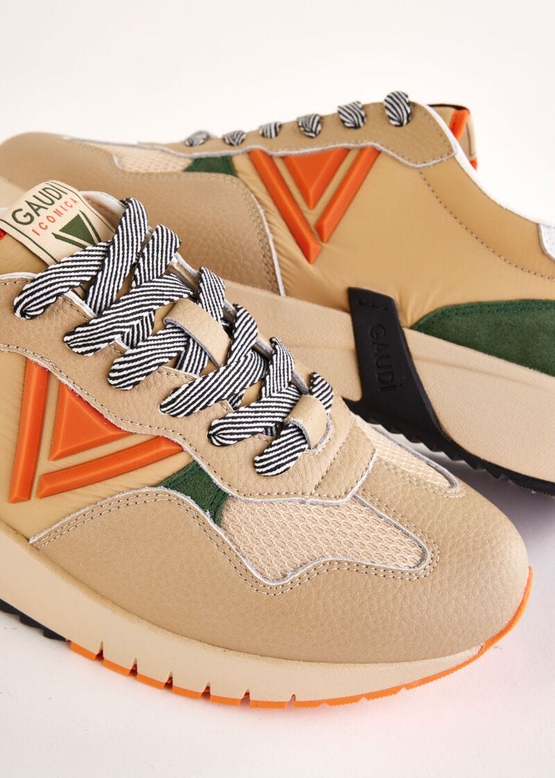 Baskets de running en cuir et nylon