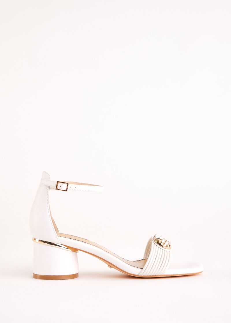White faux-leather sandals