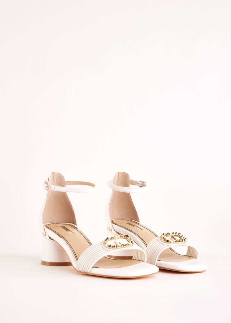 White faux-leather sandals