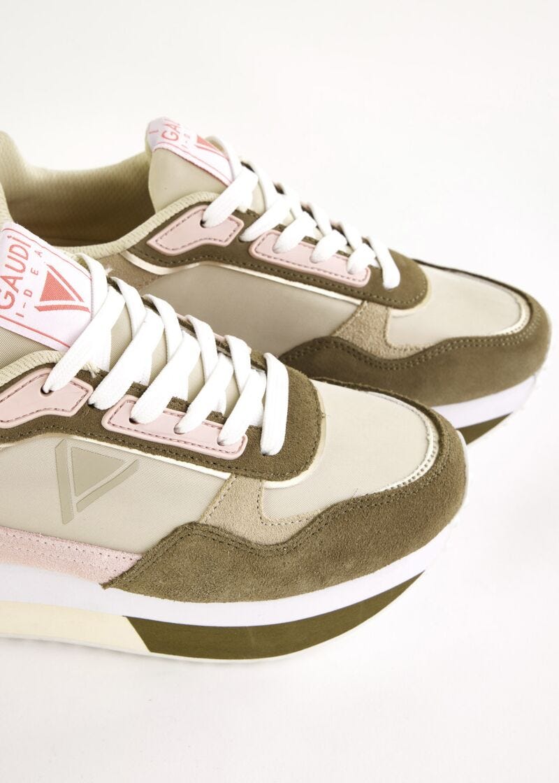Baskets de running en cuir velours