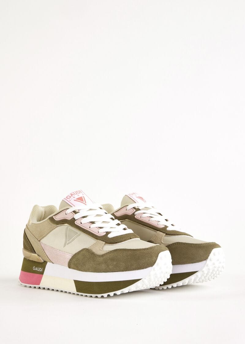 Baskets de running en cuir velours