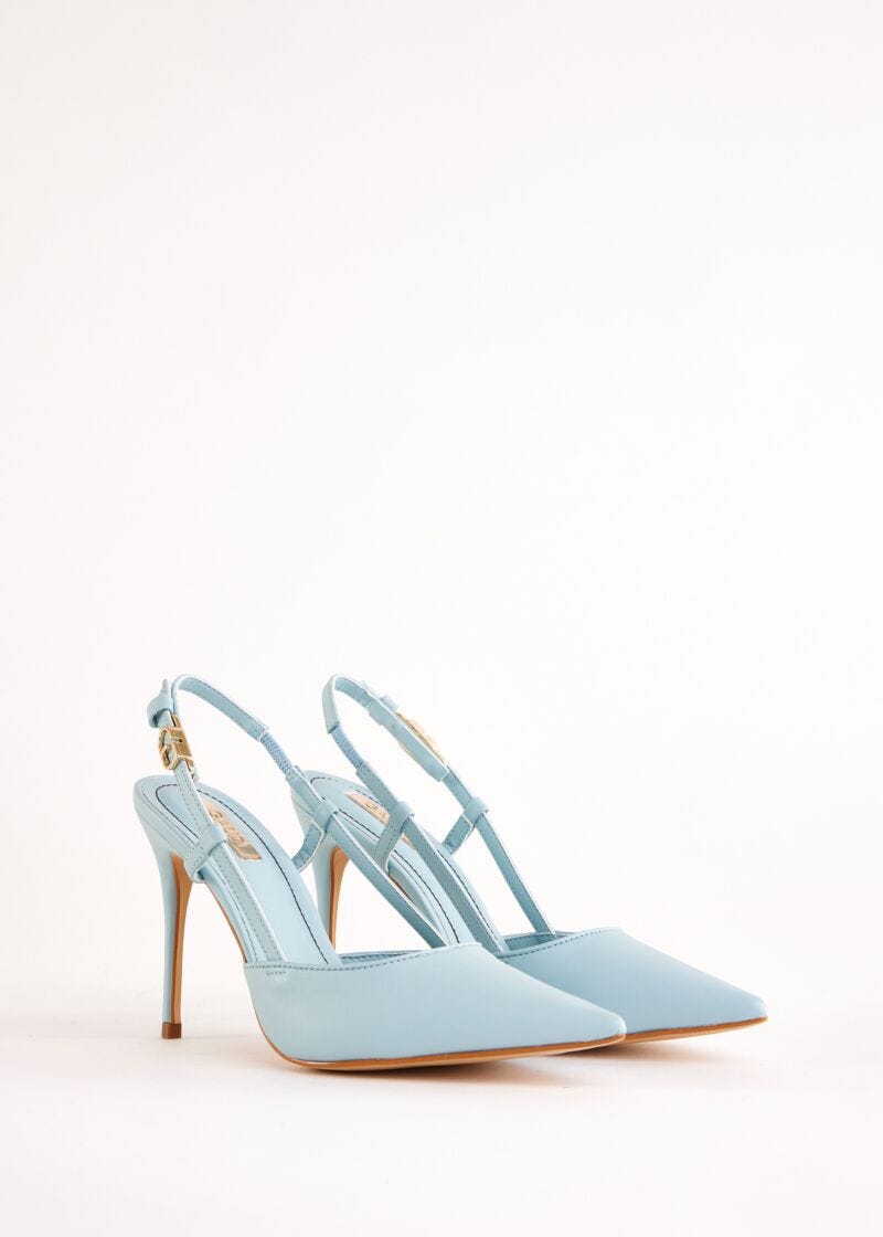 Light blue leather slingbacks