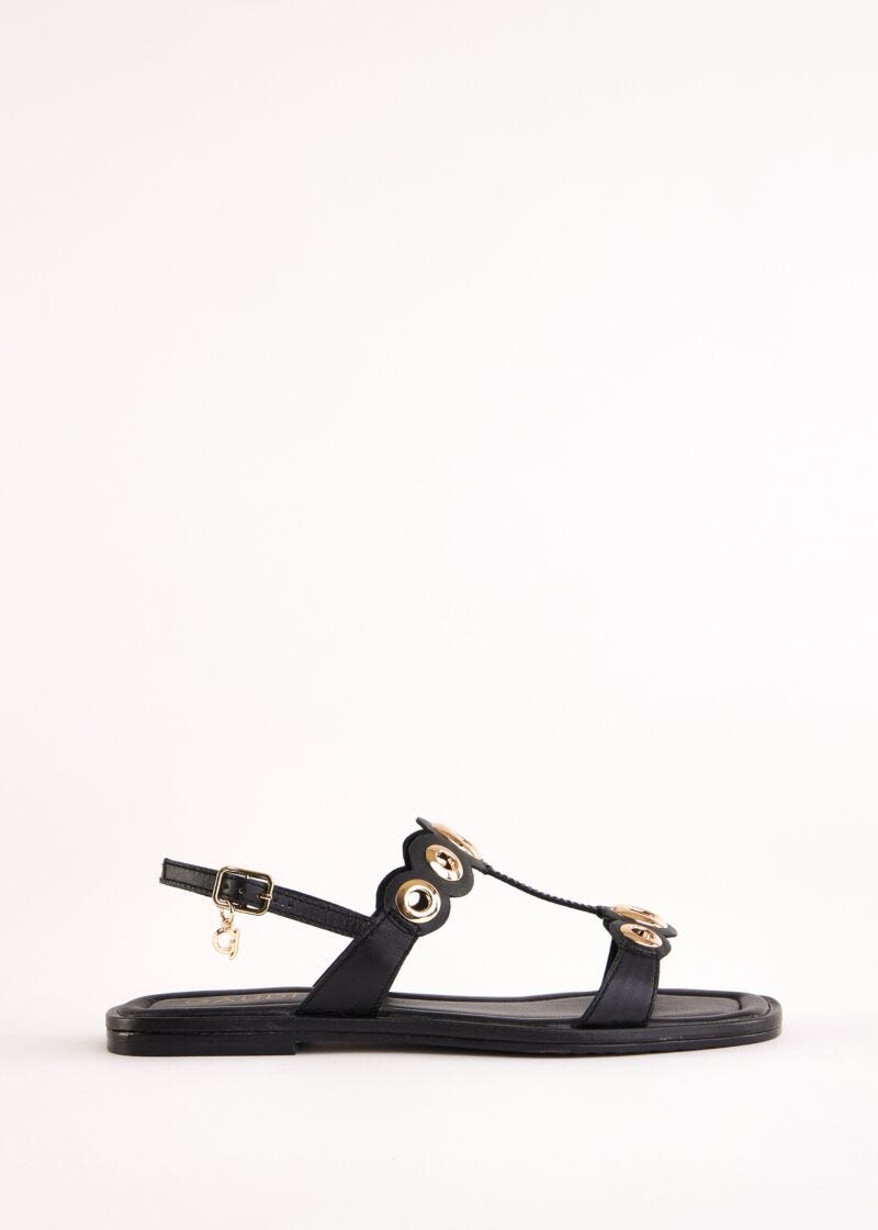 Sandali flat neri in pelle